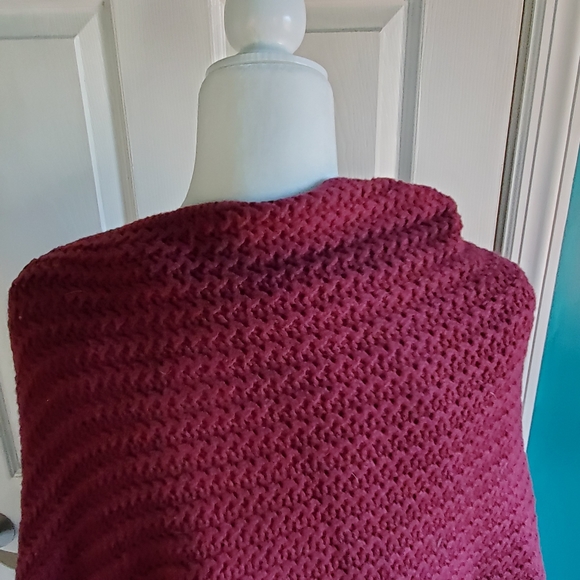 J. Jill Sweater Poncho Burgundy One Size - Picture 2 of 9